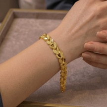 Altın Yaprak Desenli Bileklik Gold