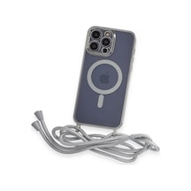 Apple iPhone Uyumlu 12 Pro Kılıf Divo Lazer Askılı Magsafe Kapak - Gümüş