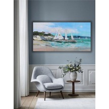 Yağlı Boya Tablo %100 El Yapımı 95cmx54cm Deniz Manzara