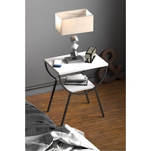 Yan Sehpa Komodin Metal Ayak Beyaz