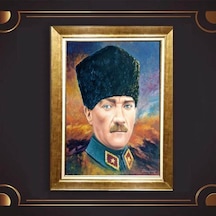 Altın Varaklı Çerçeveli Paspartulu Atatürk Tablo Hk1357