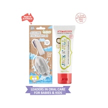 Jack N Jill Bebek/çocuk Diş Fırçalama Seti Silikon 2'li Parmak Fırça + Çilek Aromalı Diş Macunu 50g