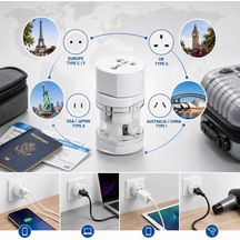 Uluslar Arası Adaptör Evrensel Priz-fiş 4 Lü Çevirici Hepsi Bir Arada Seyahat Adaptörü Universal Travel Adapter All-in-one Avrupa İngiltere Abd Japonya Avusturalya Çin Çok Renkli