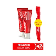 Colgate Max White Kalıcı Beyazlık Beyazlatıcı Diş Macunu 75 ml x2 Adet + Fırça Kabı Hediye