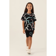 Rolypoly Heart Siyah Kız Çocuk Bermuda Takım 5274-43142 Siyah