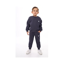 Toontoy Kids Toontoy Erkek Çocuk 2'li Takım Baskılı Bisiklet Yaka Sweatshirt & Beli Paçası Lastikli Cepli Jogger Eşofman Altı - 3 İplik Şardonlu 2 Füme