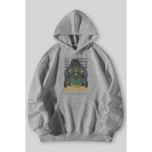 Harmandar Serial Killer Baskılı Unisex Siyah Gri Kanguru Cepli Kapüşonlu Sweatshirt Hoodie Gri