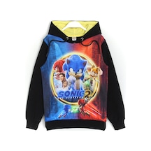 Dobakids Kirpi Sonic The Hedgehog 2 Baskılı Erkek Çocuk Sweatshirt Hoodie Siyah