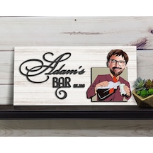 Bk Gift Kişiye Özel Karikatürlü Kabartma Tasarım Antik Beyaz Ahşap Bar Tabelası, Home Bar Tabela, Rustik Ev Dekorasyonu, Duvar Dekoru-2