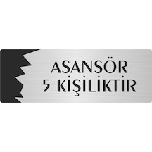 Metal Departman Kapı İsimliği, Yönlendirme Levhası Asansör 5 Kililiktir 10x20 Cm Gümüş Renk