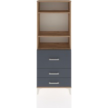 Arges Dolap 3 Raflı 3 Çekmeceli 60x30x163 Çam-antrasit Çam