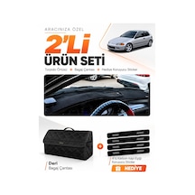 Honda Civic Eg-ex-el 1994-2000 Uyumlu Torpido Örtüsü + Deri Bagaj Çantası + Sticker Seti - Siyah
