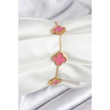 316l Çelik Gold Zincir Pembe Yonca Renk Bileklik Çok Renkli 316l Çelik Gold Zincir Pembe Yonca Renk Bileklik Çok Renkli