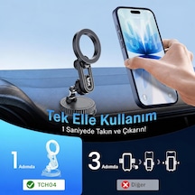 Tch04 Güçlü Vakumlu 360 Derece Ayarlanabilir Cam Torpido Ön Panel Uyumlu Manyetik Araç Telefon Tutucu Siyah 2 Mixed