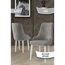 Canisa Concept Trex Seri Babyface Kumaş Gri Sandalye- Beyaz Metal Ayak Sandalye Gri Ayakları Beyaz