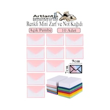 Renkli Mini Zarf 7x9 Cm Not Kağıtlı 10 Adet Küçük Renkli Zarf Mektup Oyun Zarfı Doğum Günü Dilekleri Zarfı Canlı Renkler Açık Pembe