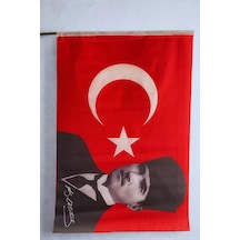 50x75cm Kalpaklı Atatürk Raşel Kumaş Sopalı Türk Bayrağı Dayanıklı Ve Kaliteli Dijital Baskı 50 x 75 CM