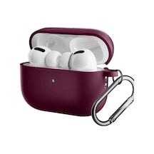 For Airpods Pro 2 İle Uyumlu Kılıf Silikon Tam Koruma Kancalı Anahtarlık Comely For Apple Airpods Pro 2 İle Uyumlu Silikon Kılıf Bordo