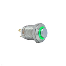 12mm Yaylı Ledli Metal Buton - 1no - Ip67 Yeşil