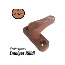 Pvc Kapı Pencere Plastik Emniyet Mandalı Çocuk, Bebek Emniyet Kilidi Kahve 4 Adet