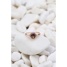 Smoky Quarts Taşli Yan Taslari Swarovski Yüzük - Ak535