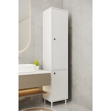 Aeka Ae-2028 Soft 2 Kapaklı Çok Amaçlı Dolap 40x180 Cm Raflı Dar Yüksek Boy Banyo Çok Bölmeli Depolama Dolabı Beyaz
