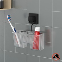 Teknotel Easyfıx Yapıskanlı Plastik Banyo Rafı Mat Siyah Ef058 Beyaz
