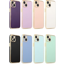 Apple Uyumlu iPhone 14 Plus Kılıf Zore Kenarı Gold Renk Silikon Bark Kapak