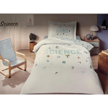 Tek Kişilik Lastikli Çarşaflı Ranforce Nevresim Takımı Science Mint Yeşil