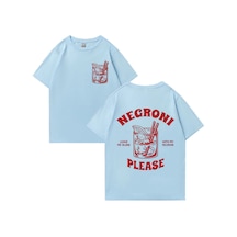Flood Of Style Negroni Lütfen Grafik T Shirt Erkek Kadın Komik Kokteyl Meme Tee Boy Yüksek Kalite Yaz Mavi