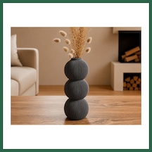 Bezos 3d Baskı Modern 3 Küre Dekoratif Vazo - Minimal Çiçek Vazosu, Masaüstü Ev Ve Ofis Dekoru-gri Bzs01
