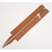 Angel Çanta Aksesuar Gerçek Derili 28 Cm Taba Renk Fermuar Light Gold Metalli
