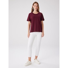 Faik Sönmez %100 Pamuk Yuvarlak Yaka T-shirt W27tsh004 Bw27tsh00440 Bordo
