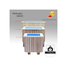 Yalıtımlı - Matruşka 3'lü Ahşap Saksı - Dekoratif Özel