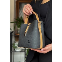 Jps- Pamuk Dokuma Uzun Askılı 4 Bölmeli Kadın Çapraz Omuz Ve El Çantası 22cm-20cm-9cm Lb-4002 - Siyah Taba Siyah - Taba
