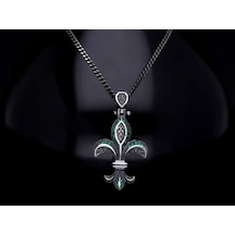 Vog Oksitli Fleur De Lis 1 Zirconia Taşlı 925 Ayar Gümüş Sevgiliye Eşe Babaya Kolye