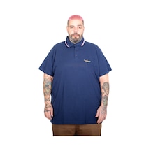 Mode Xl Büyük Beden Erkek Eagle Polo Yaka T-shirt 25315 Indıgo İndigo