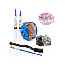 Lehimleme Seti 0,8 Mm 40 Gr Lehim Teli 2 Li Flux Cp-2015 Lehim Fitili Havya Ucu Temizleme Kremi 2fırça Seti St23