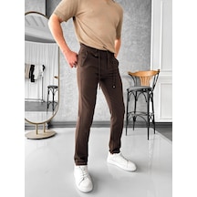 Modefendi İp Ve Düğme Detaylı %100 Gofre Kumaş Jogger Pantolon Kahverengi Modefendi İp Ve Düğme Detaylı %100 Gofre Kumaş Jogger Pantolon Kahverengi