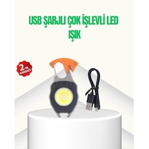 Mey İthalat Çok İşlevli Usb Şarjlı Anahtarlık Fener Çok Renkli