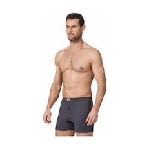 12 Adet Füme Renk Düğmeli Penye Boxer Füme