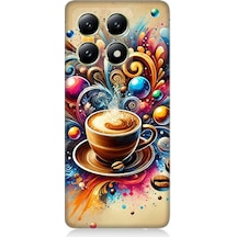 Xiaomi 14t Pro Uyumlu Kahve Ve Renkli Dalgalar Desenli Silikon Kılıf Çok Renkli