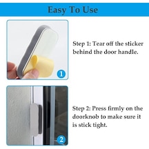 2'li Gri Balkon Kapı Kolu Seti, Kapı Kolları, Yapışkanlı Kapı Kolları, Dolap Kolları, Balkon Kapısı, Plastik Dış Yüzey, Cam Mobilya Kolu