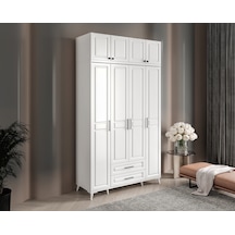 GuneyStore Gözde 4 Kapaklı Yüklüklü Komple MDF Beyaz Gardırop