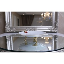 Çnr Home Collection Metal Ayakli Yaldizli Porselen Sunumluk Kurabiyelik Beyaz