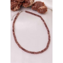 Çilek Kuvars Taşı Kolye 925 Ayar Gümüş Aparatlı