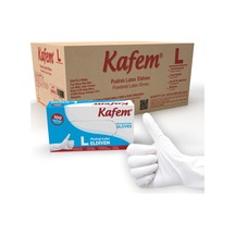 Kafem Beyaz Lateks Eldiven Pudralı (L) 100 Lü X 20 Paket (Koli)