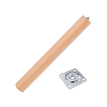 Bohem 45 Cm 1 Adet Doğal Ahşap Boyasız Silindir Sehpa Ayağı - 1 Adet 4x4 Metal Montaj Aparatı 6395751