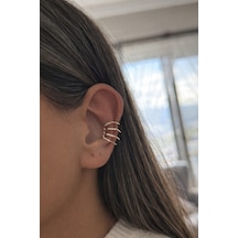 Gold 4 Sıra Görünümlü Zarif Taşlı Cecile Earcuff Kıkırdak Küpe -kararma Yapmaz- Altın