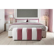 Premium Büyük Yarmalı Yatak Ucu Bench & Makyaj Masası Pufu Modern, Şık & Dekoratif Pembe Pembe